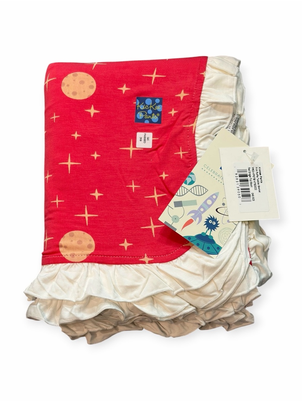 🆕 Kickee Pants Bamboo Red Full Moon Ruffle Toddler Blanket